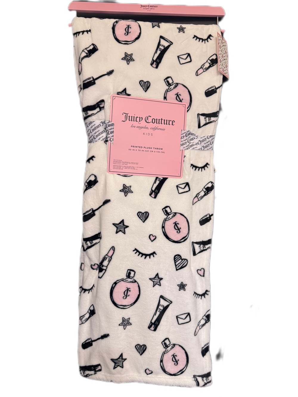 💄✨ Juicy Couture Kids Plush Throw Blanket – Glam Makeup Print – New With Tags ✨💄